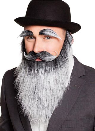 Black & Grey Beard, Moustache and Eyebrows