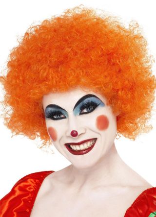 Orange Clown Afro Pop Wig