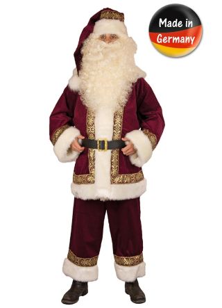 Ornate Professional Quality Burgundy Santa Suit with Plush Fur Trim - Up to Chest Size 48 - 54