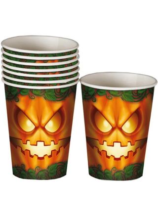 Halloween Petrifying Pumpkin Paper Cups 25cl - 8pk