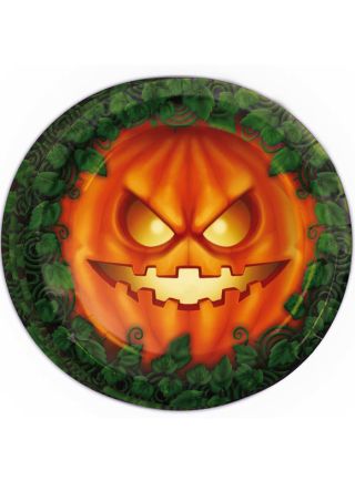 Halloween Petrifying Pumpkin Paper Plates 23cm - 8pk  