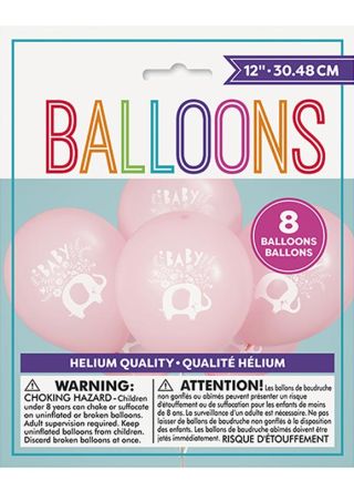 Pink Floral Elephant Balloons 30.48cm – 8pk