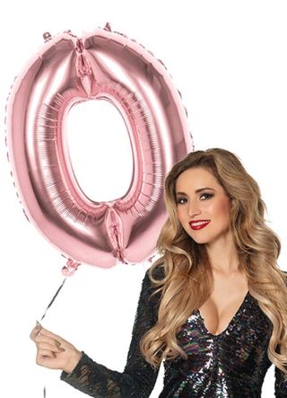 Rose Gold Foil Balloon Number 0 – Helium or Air-fill – 86cm