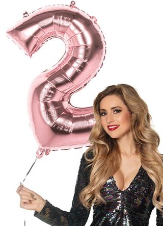 Rose Gold Foil Balloon Number 2 – Helium or Air-fill – 86cm