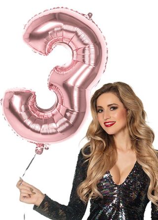 Rose Gold Foil Balloon Number 3 – Helium or Air-fill – 86cm