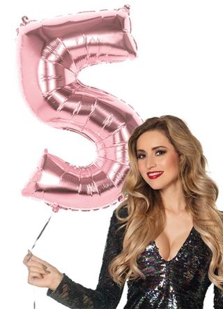 Rose Gold Foil Balloon Number 5 – Helium or Air-fill – 86cm