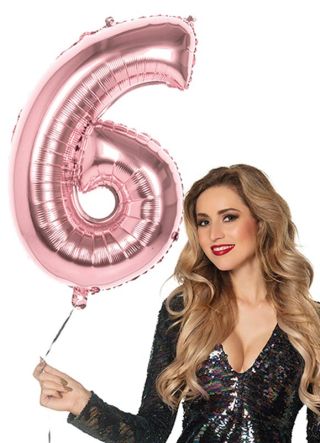 Rose Gold Foil Balloon Number 6 – Helium or Air-fill – 86cm