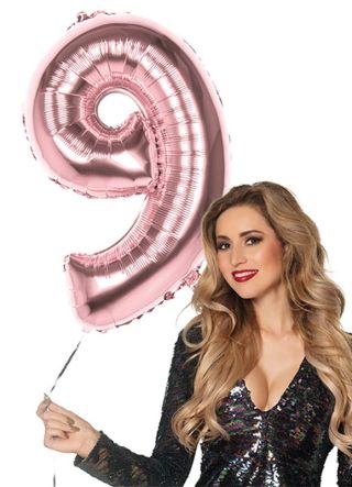 Rose Gold Foil Balloon Number 9 – Helium or Air-fill – 86cm	