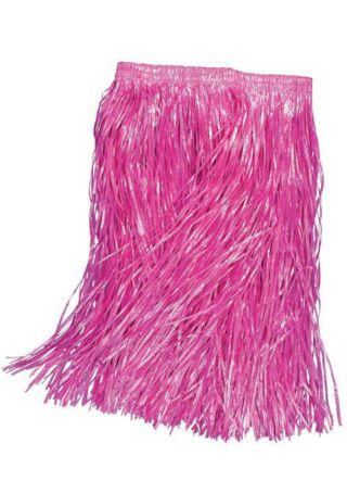 Hawaiian Short Grass Skirt (Pink) - will fit up to waist size 36" or 92cm