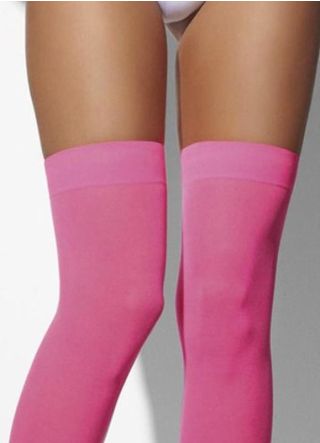 Pink Neon Stockings Hold-Ups - Dress Size 6-14
