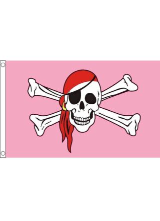 Pink Pirate Skull and Crossbones Flag