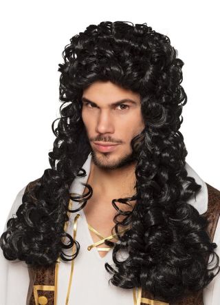 Pirate Captain / Baroque Long Curly Wig – Black
