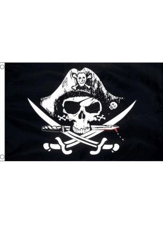 Pirate Skull with Crossed Sabres Flag 5ftx3ft