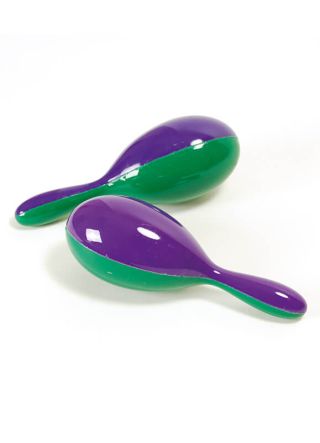 Green and Purple Plastic Spanish Maracas - 18cm