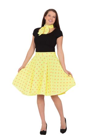 1950s Rock and Roll Polkadot Skirt (Yellow)