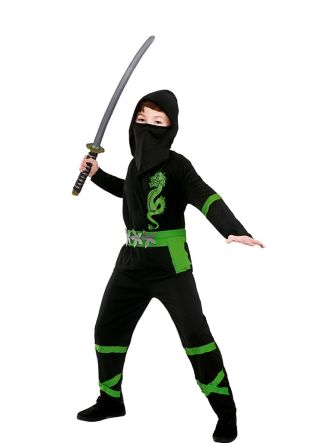 Power Ninja Black and Green Boys Costume