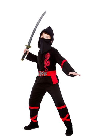 Power Ninja Black and Red Boys Costume