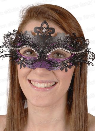 Puccini Eye Mask Black & Purple with Diamantes