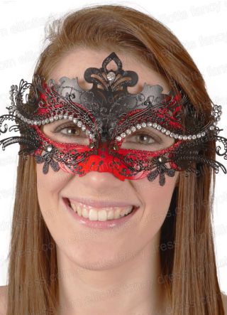 Puccini Eye Mask Black & Red with Diamantes