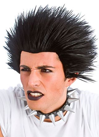 Black Spiked Punk Rocker Wig