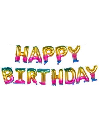 Rainbow Foil ‘Happy Birthday’ Balloon Banner