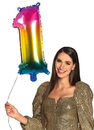 Rainbow Foil Balloon Number 1 – Air-fill – 66cm