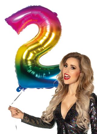 Rainbow Foil Balloon Number 2 – Helium or Air-fill – 86cm