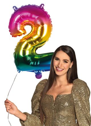 Rainbow Foil Balloon Number 2 – Air-fill – 66cm