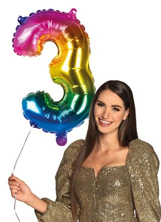 Rainbow Foil Balloon Number 3 – Air-fill – 66cm