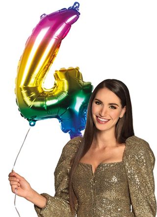 Rainbow Foil Balloon Number 4 – Air-fill – 66cm