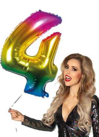 Rainbow Foil Balloon Number 4 – Helium or Air-fill – 86cm