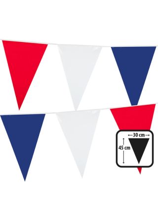 Large Red, White and Blue Triangular Plastic Bunting 45cm x 30cm - 10m 