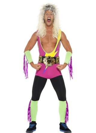 Neon 80s Wrestler - Fitness Costume