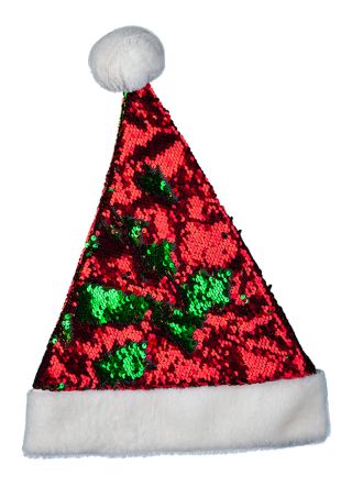 Reversible Red and Green Sequin Santa Hat