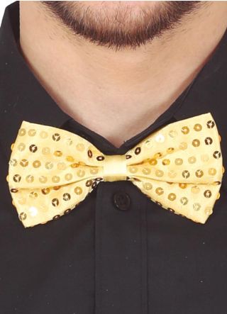 Sequin Bow-Tie – Gold