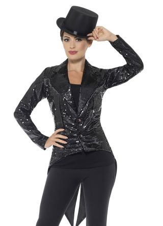 Jazzy Entertainer Sequin-Tailcoat - Black - Ladies