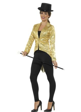 Jazzy Entertainer Sequin-Tailcoat - Gold - Ladies