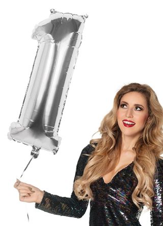 Silver Foil Balloon Number 1 – Helium or Air-fill – 86cm