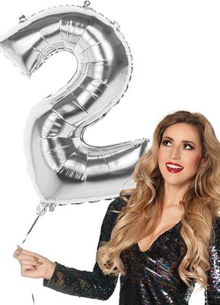 Silver Foil Balloon Number 2 – Helium or Air-fill – 86cm