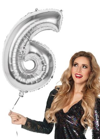 Silver Foil Balloon Number 6 – Helium or Air-fill – 86cm