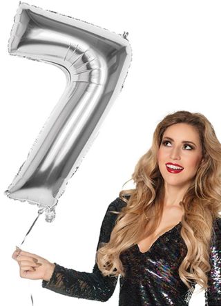 Silver Foil Balloon Number 7 – Helium or Air-fill – 86cm