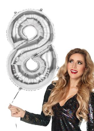 Silver Foil Balloon Number 8 – Helium or Air-fill – 86cm	