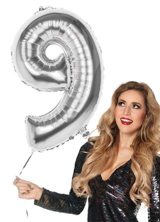 Silver Foil Balloon Number 9 – Helium or Air-fill – 86cm
