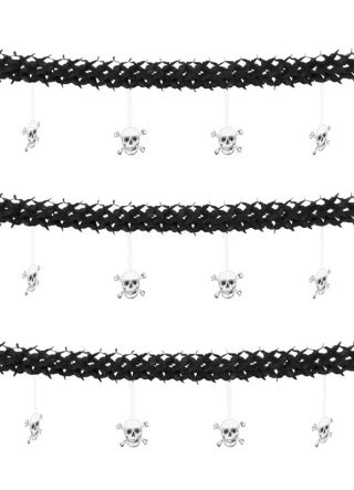 Skull and Crossbones Paper Pendent Bunting - Double Sided 4m