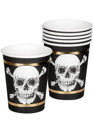 Skull and Crossbones Paper Cups 25cl – 6pk