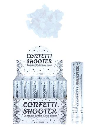 Small White Confetti Cannon – 20cm – Biodegradable
