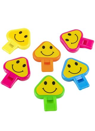 Smiley Face Whistles – 6pk – Party Bag Fillers   
