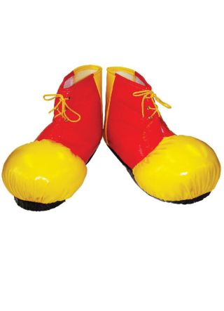 Clown Soft Red & Yellow Shoe Covers - Adults Shoe Size 8-10
