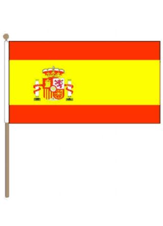 Spain with Crest Hand Flag 18” x 12”