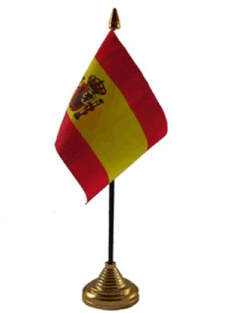 Spain with Crest Table Flag 6” x 4”